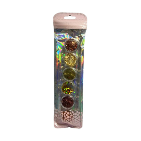 Kit Glitter e Folha de Ouro Colorido 6 unidades