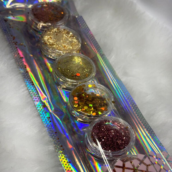 Kit Glitter e Folha de Ouro Colorido 6 unidades - Imagem 2