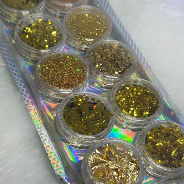 Kit Glitter e Folha de Ouro Dourado Real Love 10 unidades - Imagem 2