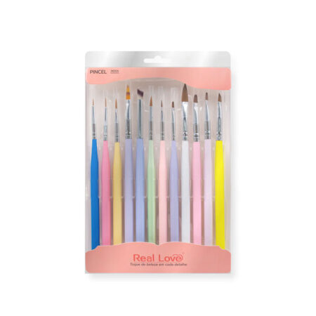 Kit Pincel Colorido Real Love 12 unidades