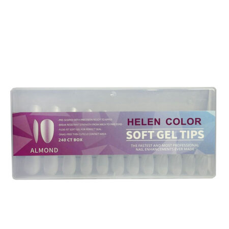 Postiça Soft Gel Almond Fosca Transparente Helen Color 240 unidades