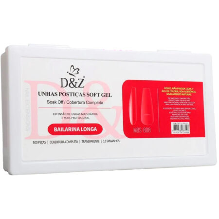 Unha Postiça Soft Gel Bailarina Longa DZ 500 unidades