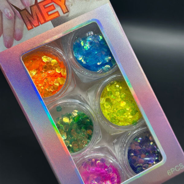 Kit Glitter Flocado Neon Mey 6 unidades - Imagem 2