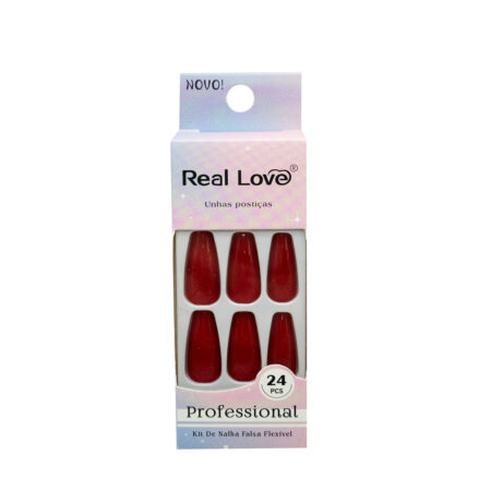 Unha Postiça Vermelho Bailarina Real Love 24 unidades