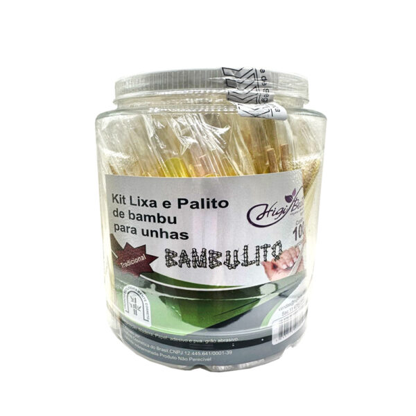 Kit Lixa Canário e Palito Bambulito Pote 100 unidades