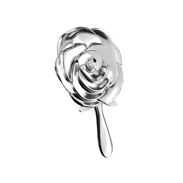 Espelho de Mão Flor Prata Pequeno