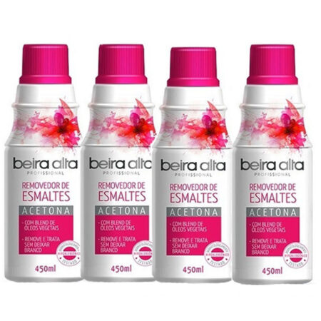 Kit 4 Removedor de Esmalte com Acetona Beira Alta 450ml #PG3