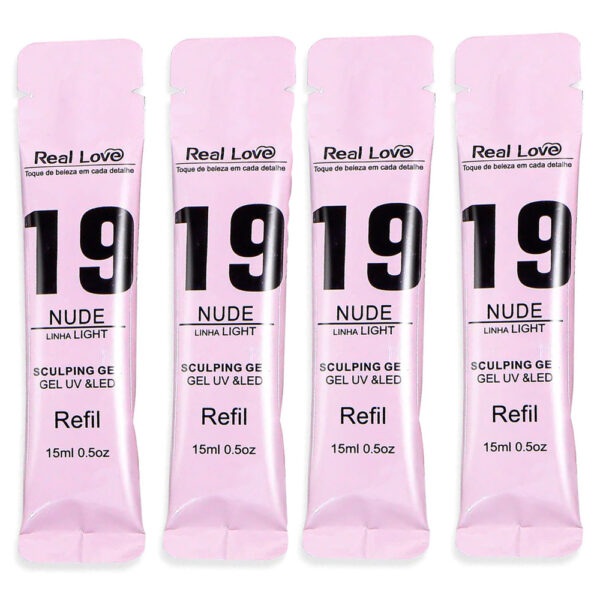 Kit 4 Gel Real Love Nude 19 Refil 15ml #PG3