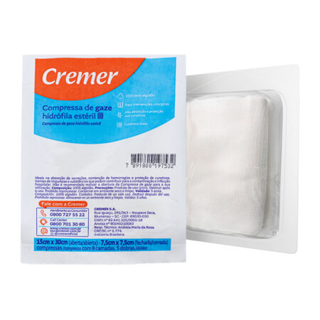 Compressa de Gaze Hidrófila Estéril Cremer - 5 Unidades