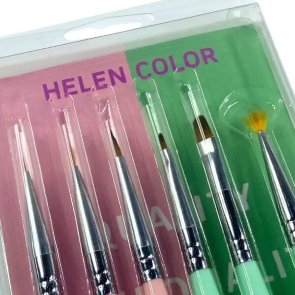 Kit Pincel Helen Color Rosa e Verde 6 unidades - Image 2