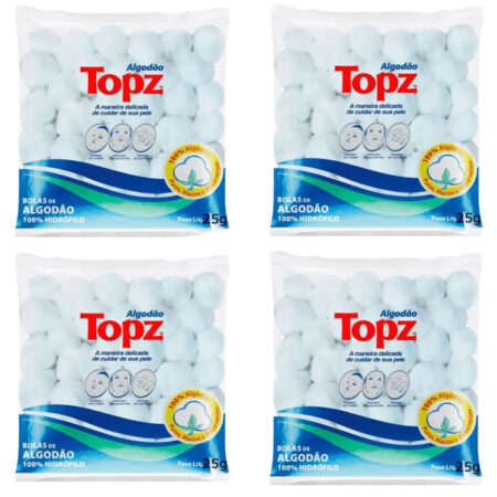 Kit 4 Algodão Bola Topz 25g #PG3