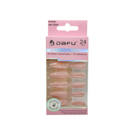 Unha Postiça Almond Rose Dafu 24 unidades