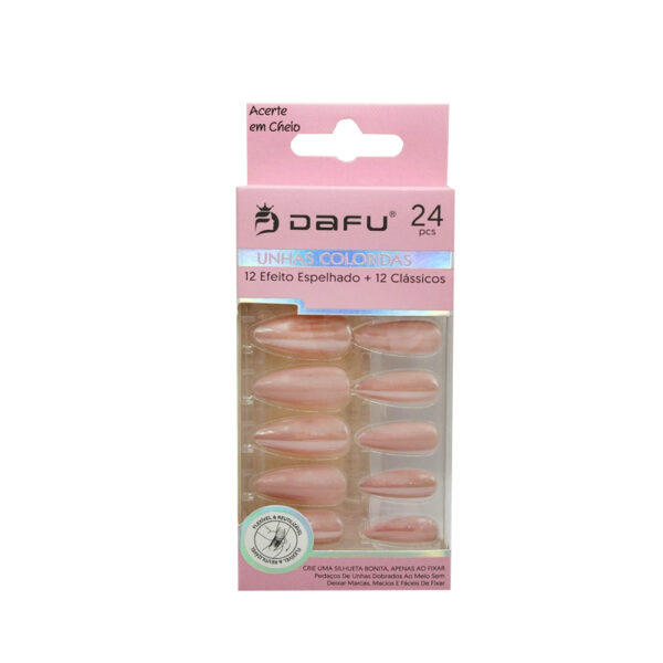 Unha Postiça Almond Rose Dafu 24 unidades