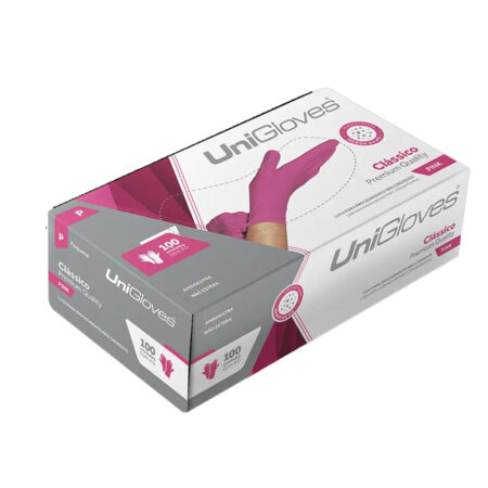 Luva UniGloves Pink Com Pó Tamanho P