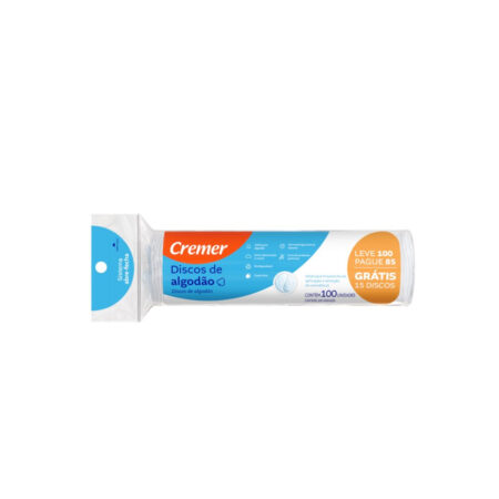 Algodão Disco Cremer 100 Unidades