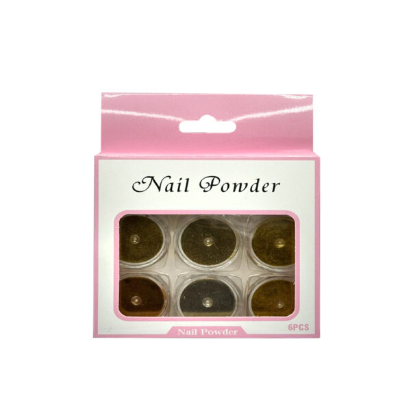 Po Cromado Dourado Nail Powder 6 unidades