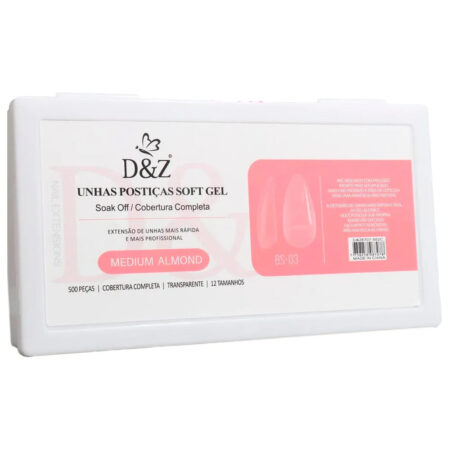 Unha Postiça Soft Gel Almond DZ 500 unidades