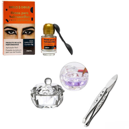 Kit Henna Della e Delle Preto + Copo Dappen + Pinça 