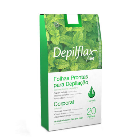 Folhas Prontas Corporais Hortelã Depilflax 20 unidades