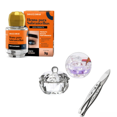 Kit Henna Della e Delle Preto Intenso + Copo Dappen + Pinça 