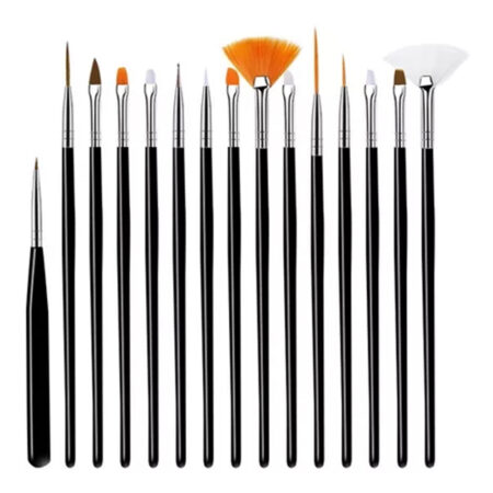 Kit Pincel de Decoração Preto 15 unidades