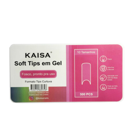 Tips Soft Gel Curvatura C Transparente Fosca Kaisa 500 unidades