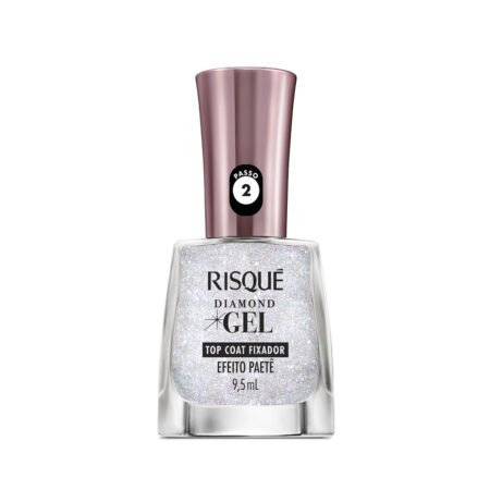 Esmalte Risque Diamond Gel Top Coat Fixador Efeito Paetê 9,5ml