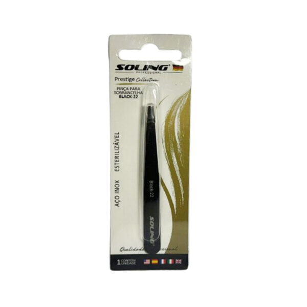 Pinça de Sobrancelha Reta Soling Black-22