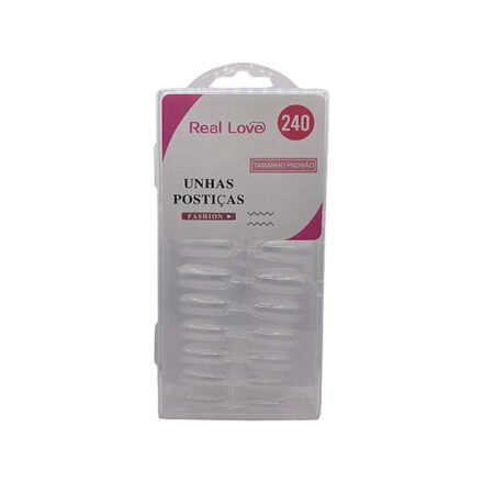Postiça Arredondada Base Fosca Transparente Real Love 240 unidades