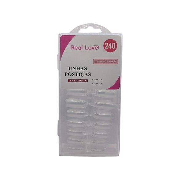 Postiça Arredondada Base Fosca Transparente Real Love 240 unidades