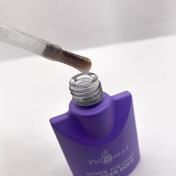 Top Coat Glitter Gold Piu Bella 12ml - Imagem 2