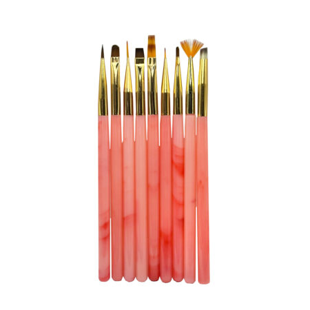 Kit  Pincel de Decoração Mármore Rose 9 unidades