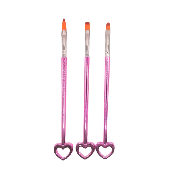 Kit Pincel Coração Rosa Dafu 3 unidades