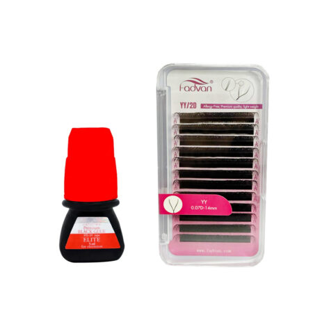 Kit Cola de Cílios Elite hs10 + Cílios Fadvan Lashes YY 2D 0.07D 14mm