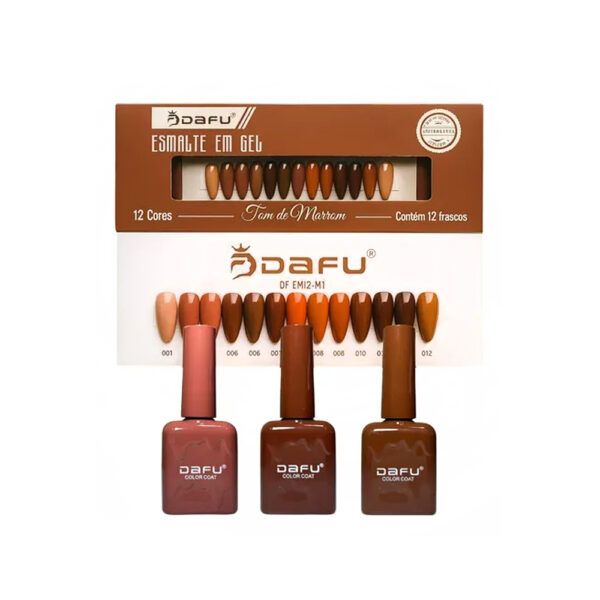 Kit Esmalte em Gel Dafu Tons de Marrom 12 unidades