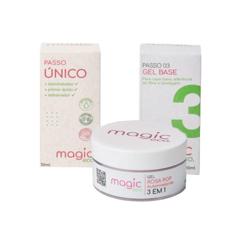 Kit Magic Eco Passo Único + Gel Base + Gel Rosa Pop 25g
