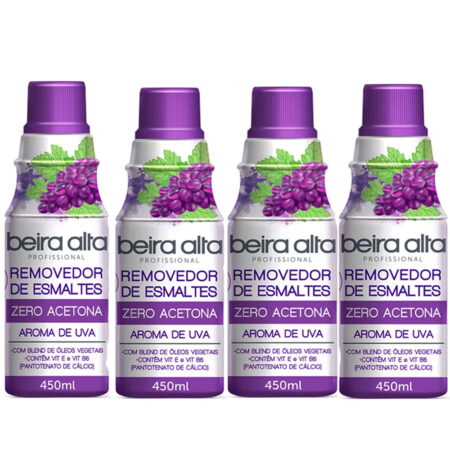 Kit 4 Removedor Beira Alta Zero Acetona Uva 450ml