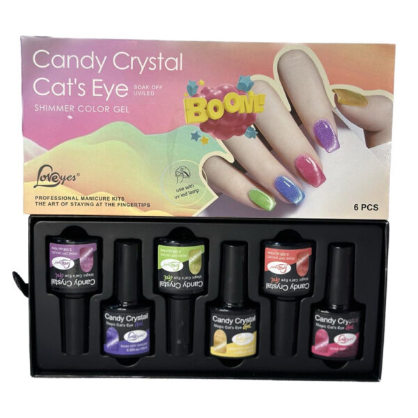 Kit Esmalte em Gel Candy Crystal Cat's Eye LoveYes - Imagem 2