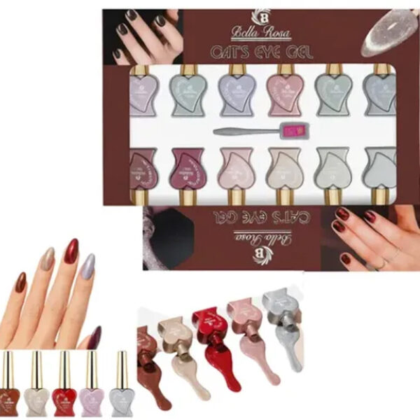 Kit Esmalte em Gel Bella Rosa Olho de Gato 12 unidades - Imagem 2