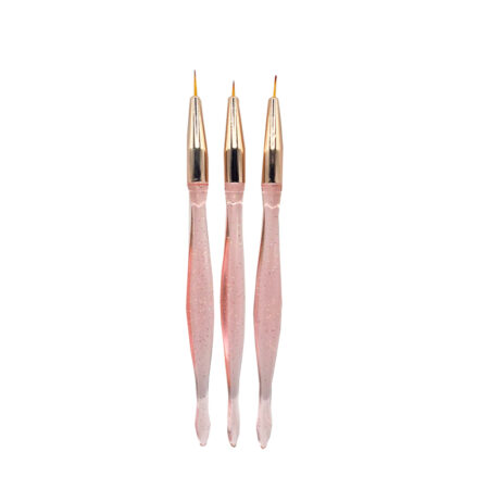 Kit Pincel Fino Rosa Glitter 3 unidades