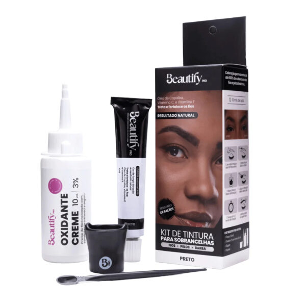 Kit Tintura Para Sobrancelhas Preto Beautify Pro 10g - Imagem 2
