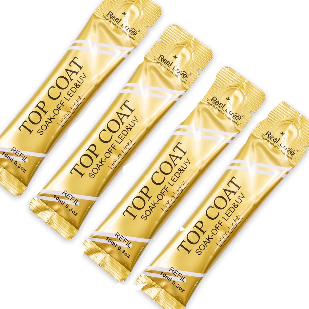 Kit 4 Top Coat Real Love Refil 10ml #PG3