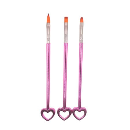 Kit Pincel Coração Rosa Dafu 3 unidades