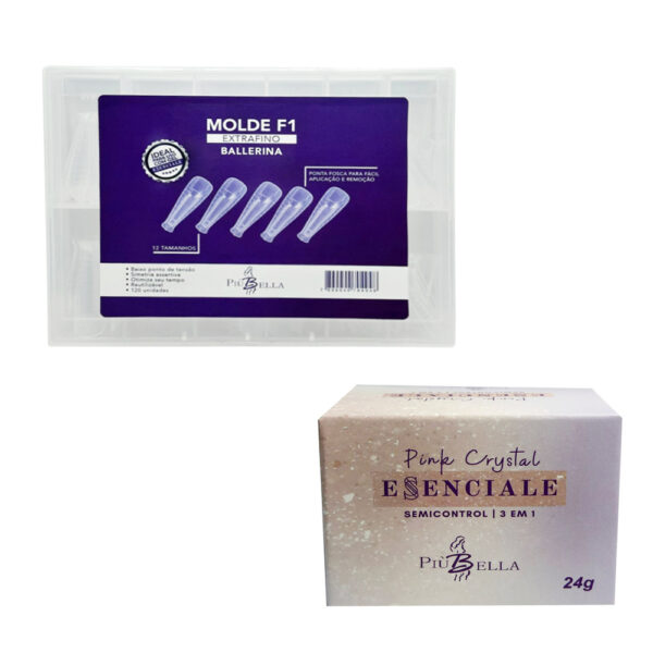 Kit Molde F1 Piu Bella Extra Fino Ballerina  + Gel Piu Bella Essenciale Pink Crystal