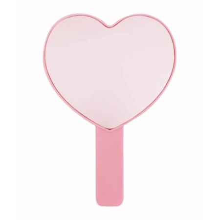 Espelho de Mão Coração Rosa