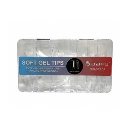 Postiça Soft Gel Quadrada Transparente Dafu 140 unidades