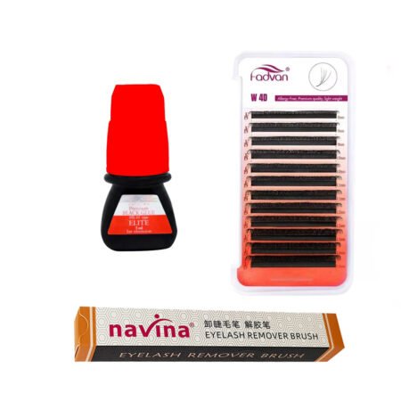 Kit Removedor de Cílios + Cílios Fadvan Lashes W 4D 0.07D 8-14mm + Cola de Cílios Elite hs10 3g