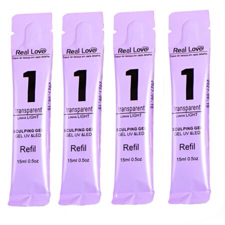 Kit 4 Gel Real Love Transparent 1 Refil 15ml #PG3