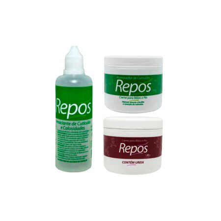 Kit Repós - Amaciante de Cutícula 120ml + Removedor de Cutícula 120g + Creme de Ureia 120g