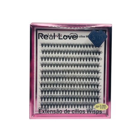 Cílios Tufo Sem Nó Real Love 30P 0.07D 9-14mm Mix